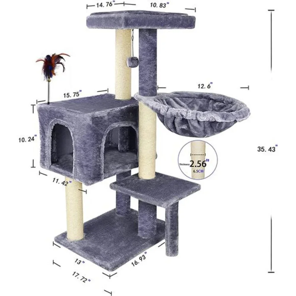 Cat Tree has Scratching Toy with a Ball Activity Centre Cat Tower Furniture